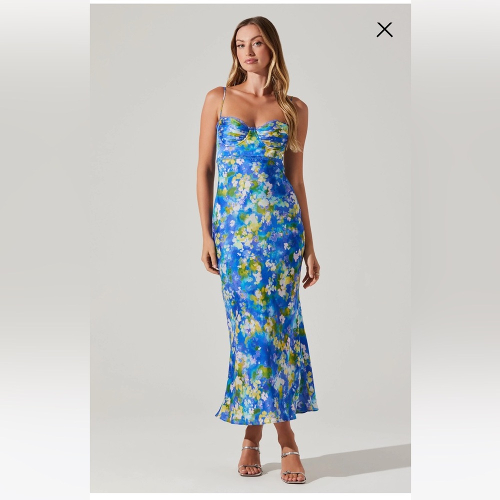 ASTR Florianne Floral Satin Maxi Dress